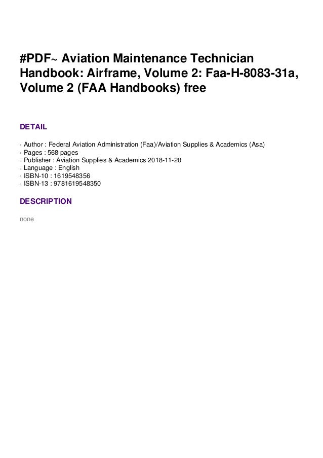 PDF Aviation Maintenance Technician Handbook Airframe, Volume 2