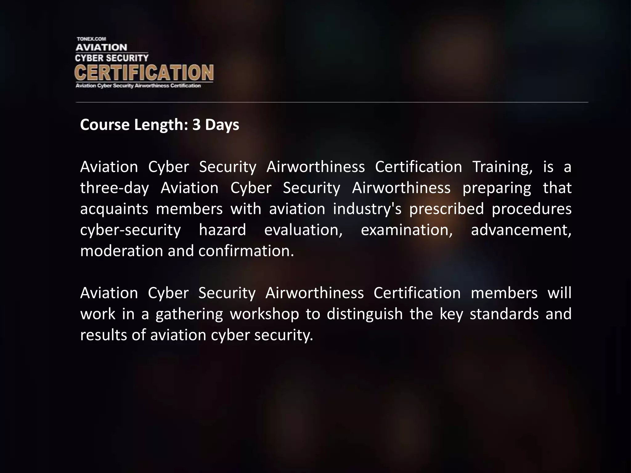 Aviation Cyber Security Airworthiness Certification Course ( 3 Days ...