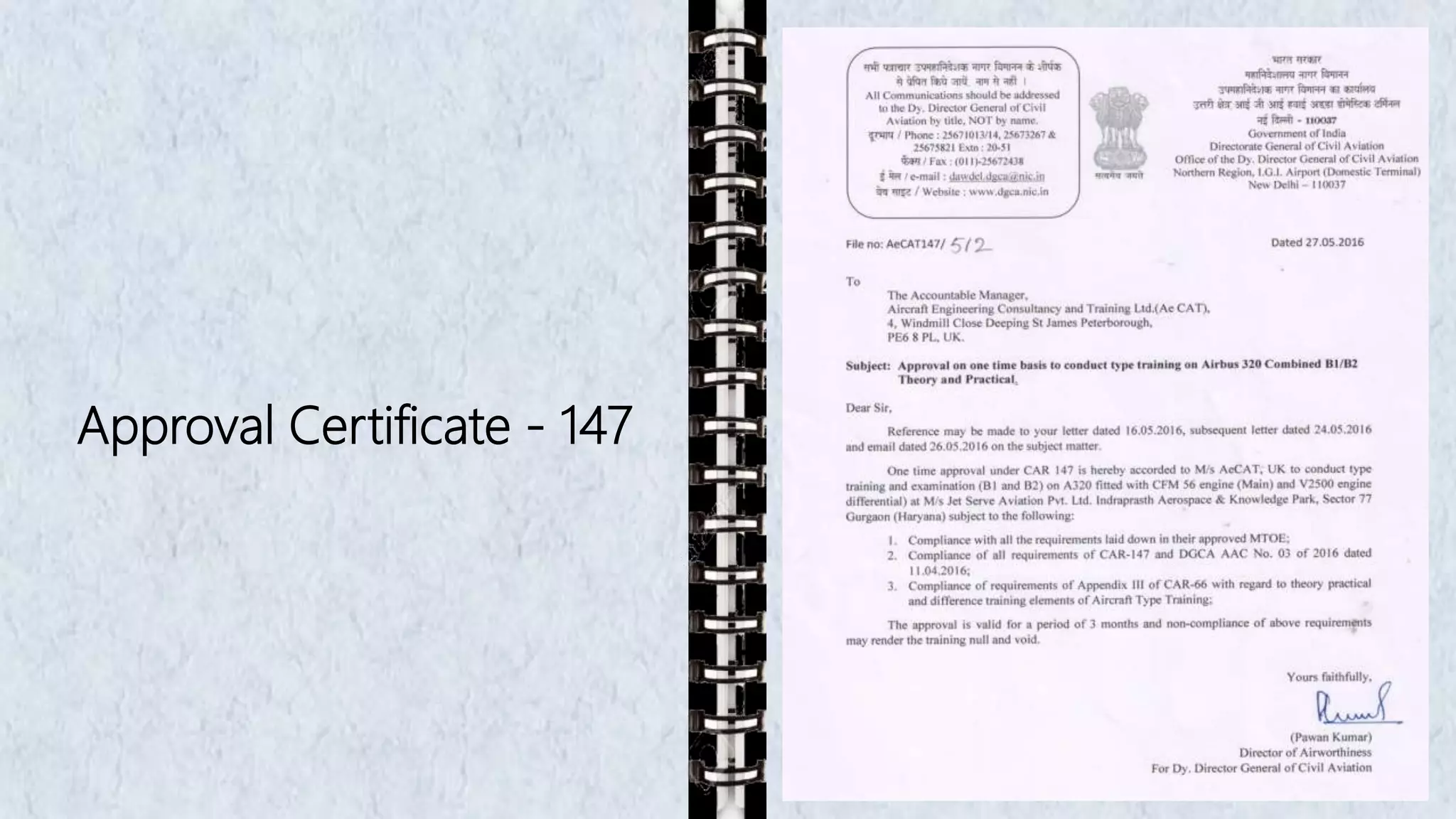 Approval Certificate - 147
 