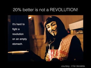 20% better is not a REVOLUTION!
courtesy : V for Vendetta
 