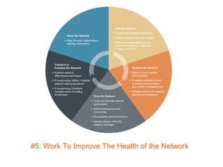 #5: Work To Improve The Health of the Network
 