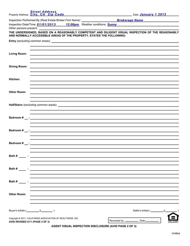 Avid agent visual inspection disclosure 411