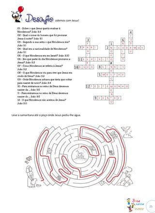 25
Vamos relembrar o encontro de Nicodemos com Jesus!
Leve a samaritana até o poço onde Jesus pediu-lhe água.
 