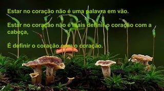 Estar no coração não é uma palavra em vão.
Estar no coração não é mais definir o coração com a
cabeça,
É definir o coração com o coração.
 