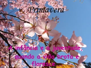 Primavera
A infância e a juventude,
quando a vida brota e
floresce...
 