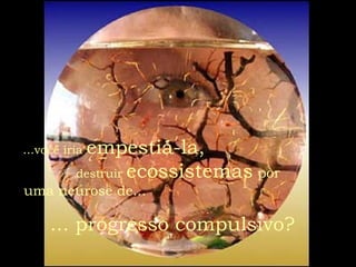...você iria empestiá-la,
destruir ecossistemas por
uma neurose de...
... progresso compulsivo?
 