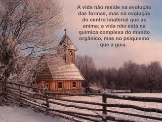 A vida não reside na evolução das formas, mas na evolução do centro imaterial que as anima; a vida não está na química complexa do mundo orgânico, mas no psiquismo que a guia.  