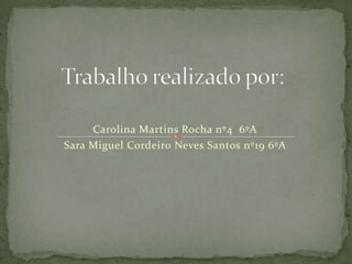 Trabalho realizado por:Carolina Martins Rocha nº4  6ºASara Miguel Cordeiro Neves Santos nº19 6ºA