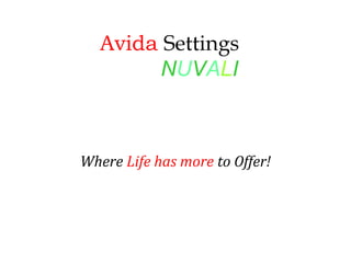 Avida Settings
NUVALI
Where Life has more to Offer!
 