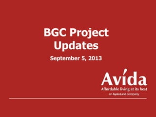 BGC Project
Updates
September 5, 2013
 