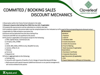 COMMITED / BOOKING SALES
DISCOUNT MECHANICS
 