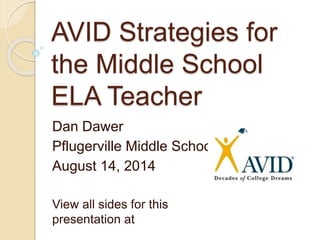 Avid strategies for ms ela | PPTX