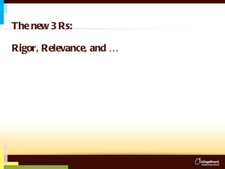 The new 3 Rs: Rigor, Relevance, and … 