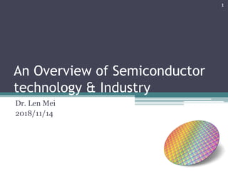 An Overview of Semiconductor
technology & Industry
Dr. Len Mei
2018/11/14
1
 