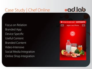 Case Study | Chef Online


Focus on Relation
Branded App
Device Specifc
Useful Content
Branded Content
Video-Intensive
Soc...