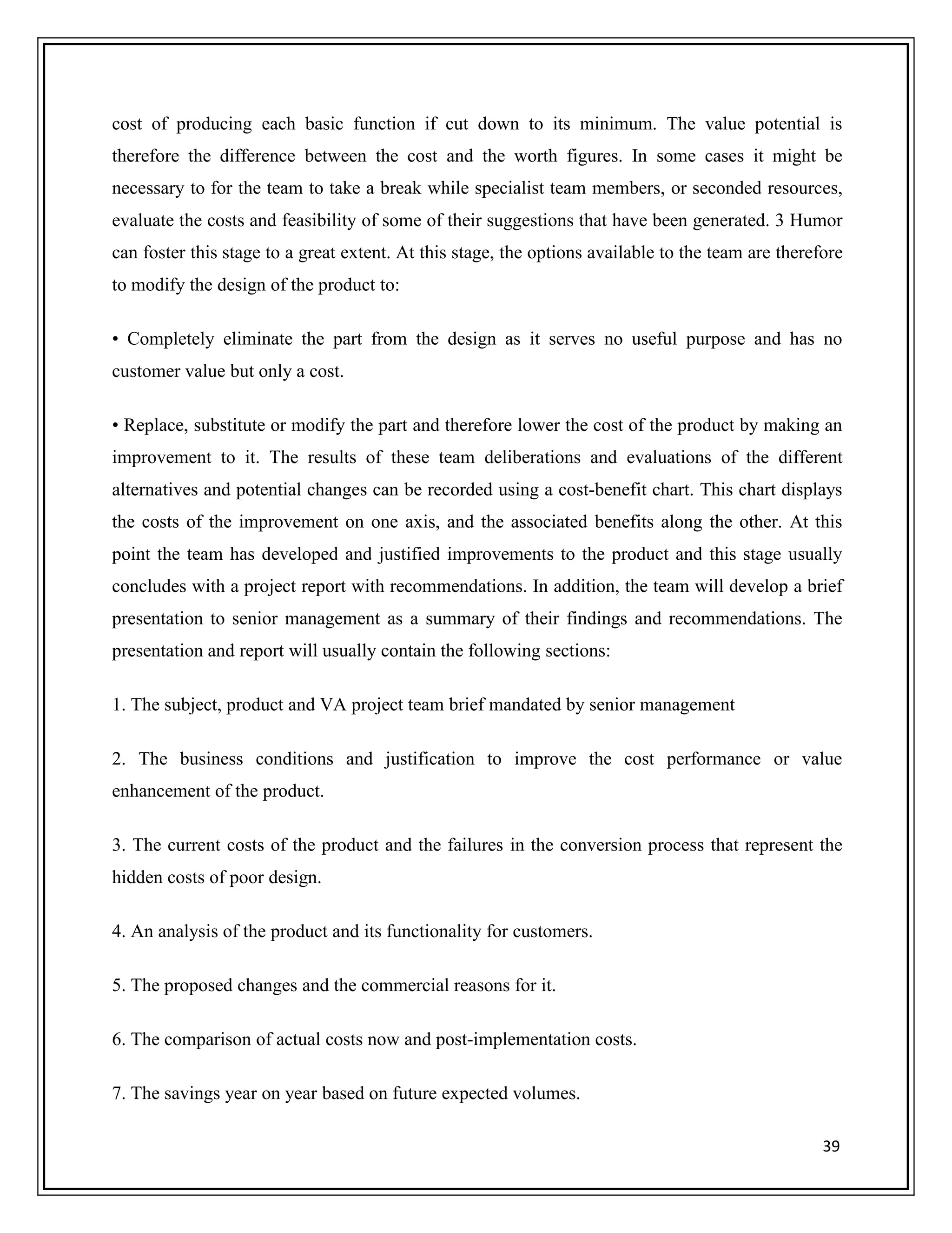 A Study Report on Value Analysis and Value Engineering (VAVE) | PDF