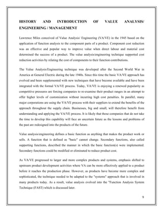 Vave Process Flow A Study Report on Value Analysis and Value Engineering (VAVE) | PDF