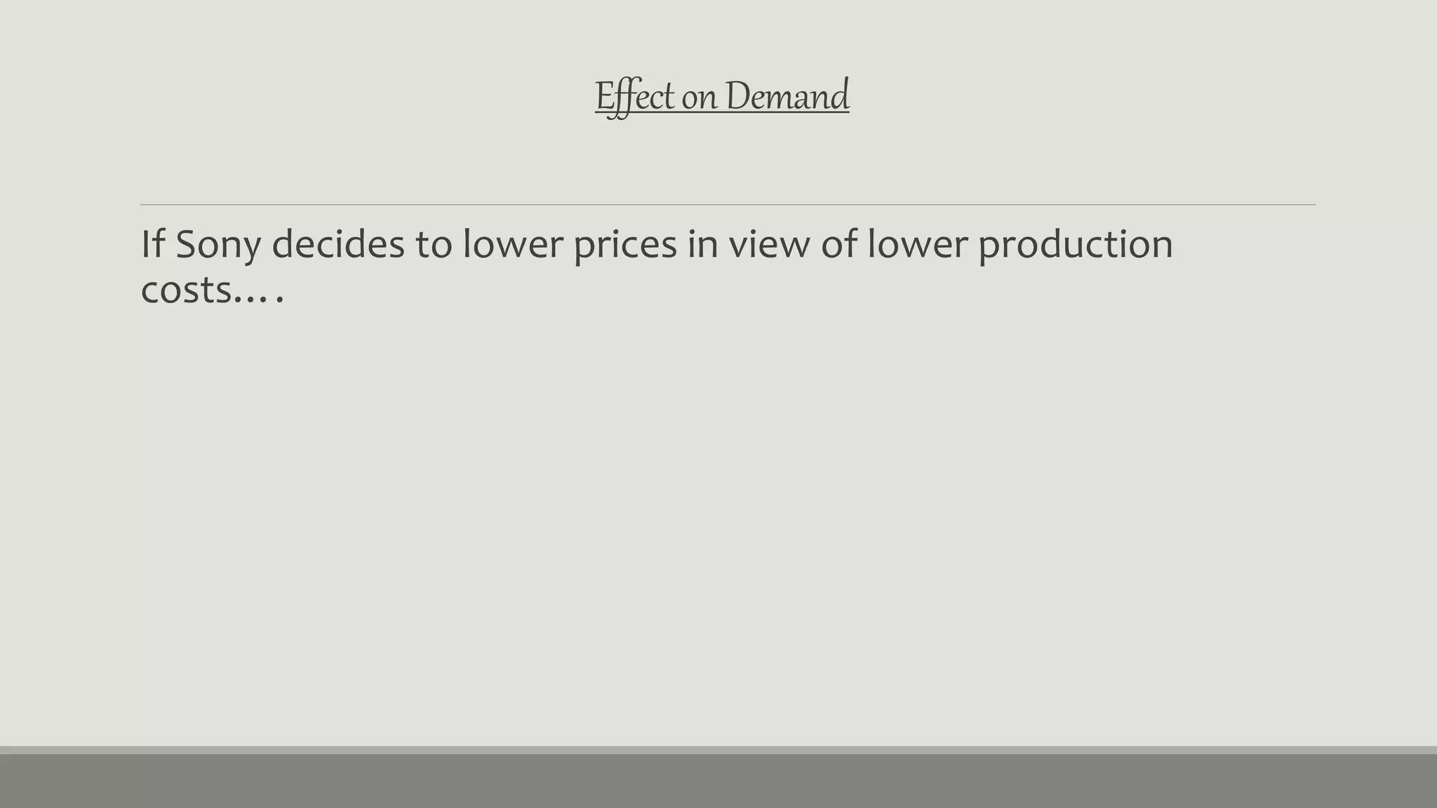 Effect on Demand 
If Sony decides to lower prices in view of lower production 
costs…. 
 