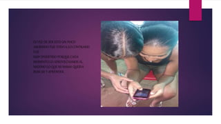 ES VEZ DE SER ESTO UN POCO
ABURRIDO FUE TODO A LO CONTRARIO
FUE
MUY DIVERTIDO PORQUE CADA
MOMENTO LO APROVECHAMOS AL
MAXIMO LO QUE MI MAMA QUERIA
BUSCAR Y APRENDER.