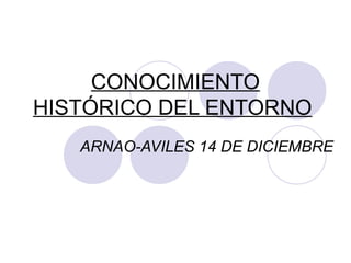 CONOCIMIENTO
HISTÓRICO DEL ENTORNO
ARNAO-AVILES 14 DE DICIEMBRE
 