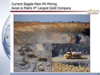 Avion Production To Date2009(1) Mill was restarted on February 17, 2009. Gold production includes 747 oz recovered from plant clean-up work in 2009 prior to the mill restart.(2) Commercial production was declared May 1, 2009.(3) Includes 2 weeks downtime due to heavy rainfall and road transportation issues.(4) 2009 Total adjusted by -483 oz to reconcile to refined ounces.201010