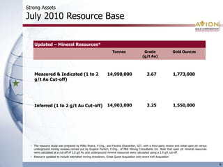 Declining cost base from ~$650/oz to $525/oz in currently planned 10 year project