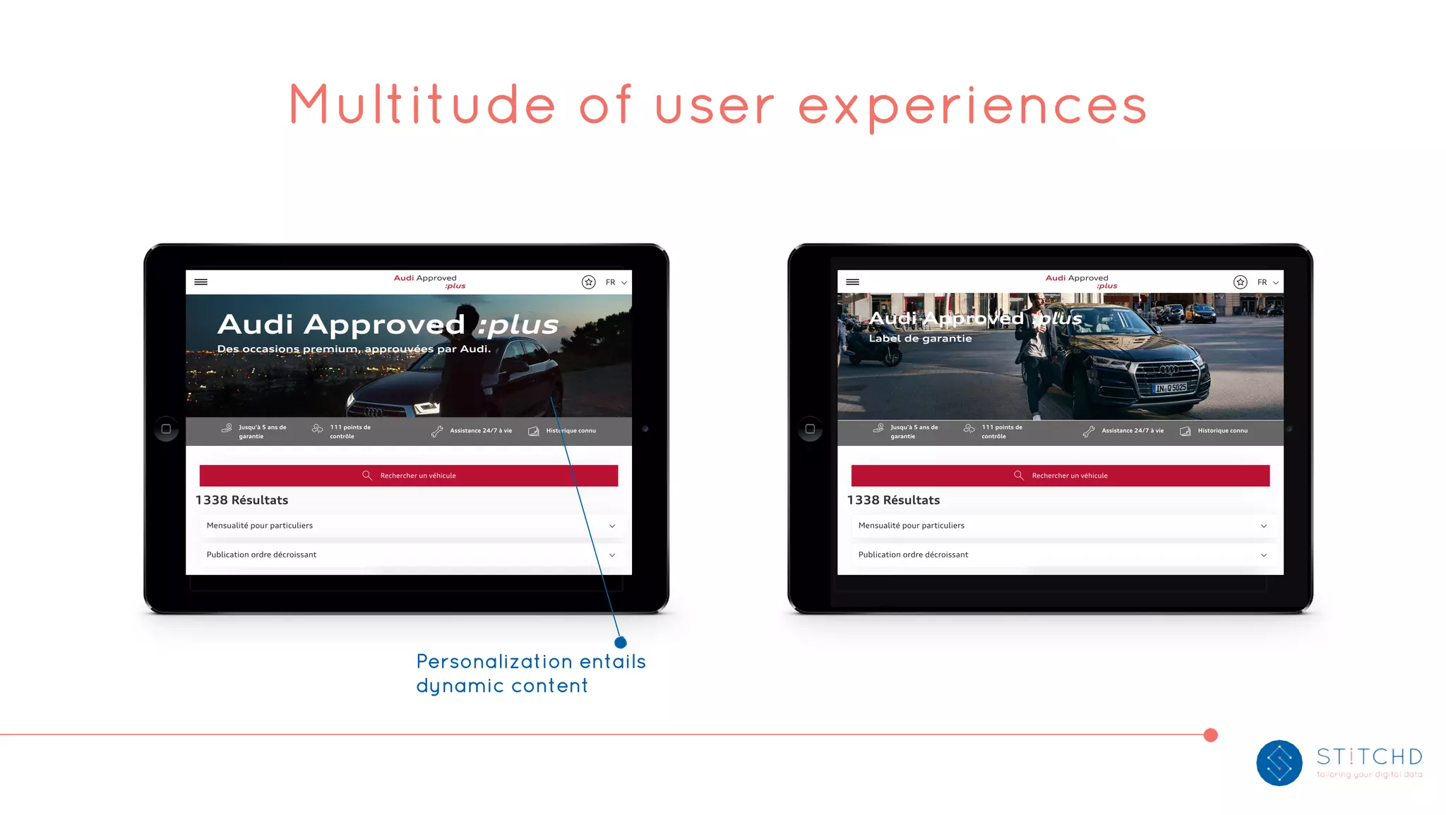 Multitude of user experiences
Personalization entails
dynamic content
 