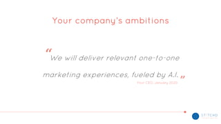 Your company’s ambitions
“We will deliver relevant one-to-one
marketing experiences, fueled by A.I. „
Your CEO, January 20...