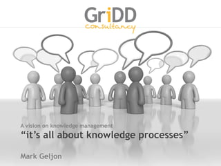 A vision on knowledge management “it’s all about knowledge processes” Mark Geljon 