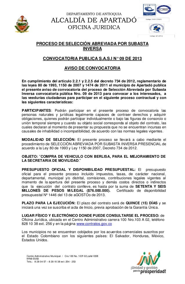 Aviso convocatoria compraventa vehículo movilidad