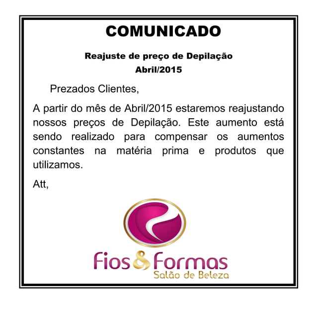 Modelo De Carta De Reajuste De Preço » Formato Word - Modelos-De.Net