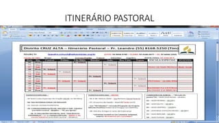ITINERÁRIO PASTORAL
 
