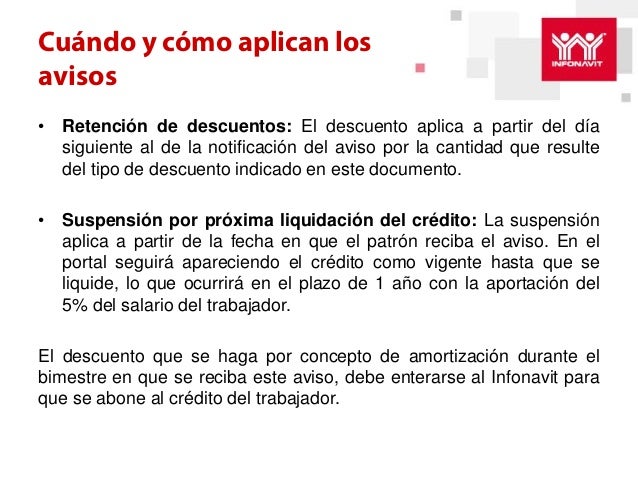 INFONAVIT Avisos retencion suspension_descuentos