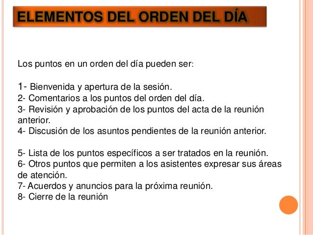 Aviso , agenda y orden del día