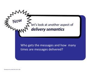 let’s look at another aspect of
delivery semantics
Who gets the messages and how many
times are messages delivered?
Now
©Instaclustr Pty Limited 2019, 2021, 2022
 