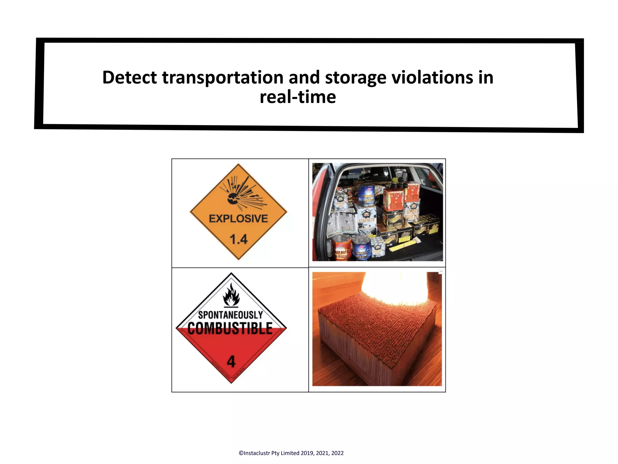 Detect transportation and storage violations in real-time ©Instaclustr Pty Limited 2019, 2021, 2022 