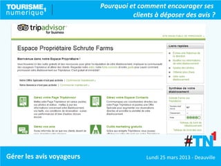 Pourquoi et comment encourager ses
                                     clients à déposer des avis ?




Gérer les avis voyageurs                  Lundi 25 mars 2013 - Deauville
 