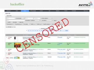 backoffice




                                                  E D
                        O R
                     N S
      C E
    Sphinx User Conference 2011, St. Petersburg
 