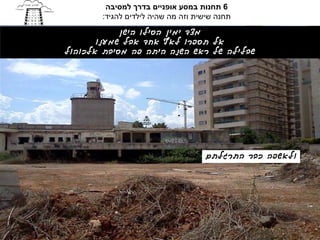 ‫6 תחנות במסע אופניים בדרך למסיבה‬
       ‫תחנה שישית וזה מה שהיה לילדים להגיד:‬
            ‫מצד ימין הסילו הישן‬
       ‫אל תספרו לאף אחד אבל שמענו‬
‫שבלילה של ראש השנה היתה פה מסיבת אלכוהול‬




                                   ‫ולאשפה כבר התרגלתם‬
 