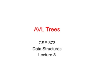 AVL Trees
CSE 373
Data Structures
Lecture 8
 