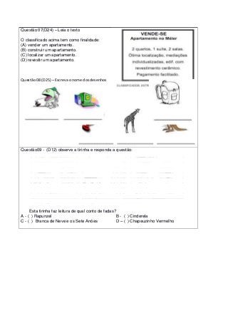 Av Língua Portuguesa e Matemática 4º ano
