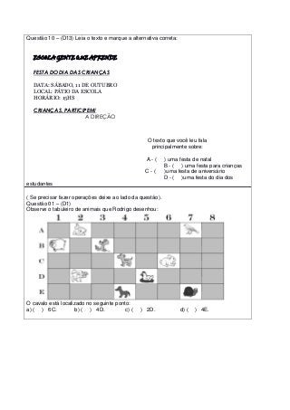 Av Língua Portuguesa e Matemática 4º ano