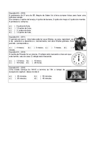 Av Língua Portuguesa e Matemática 4º ano