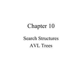 Chapter 10
Search Structures
   AVL Trees
 
