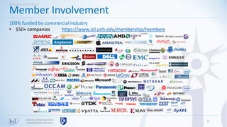 21
Member Involvement
Universityof New Hampshire
InterOperabilityLaboratory
Brief overview of the UNH-IOL
100% funded by commercial industry
• 150+ companies https://www.iol.unh.edu/membership/members
 