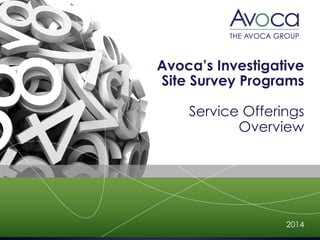 Avoca’s Investigative Site 
Survey Programs 
Service Offerings Overview 
 