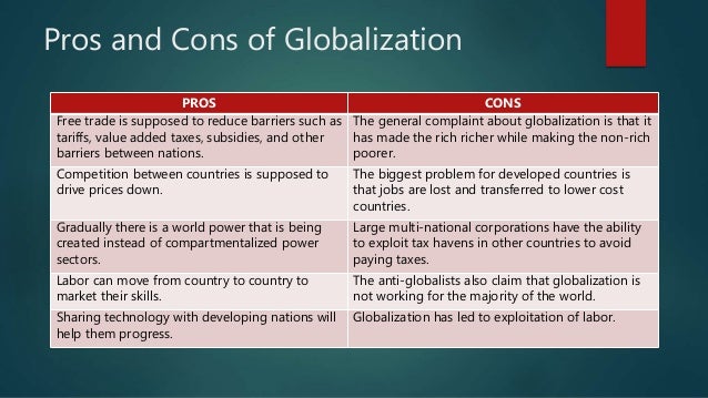 Image result for pros and cons effects of globalization