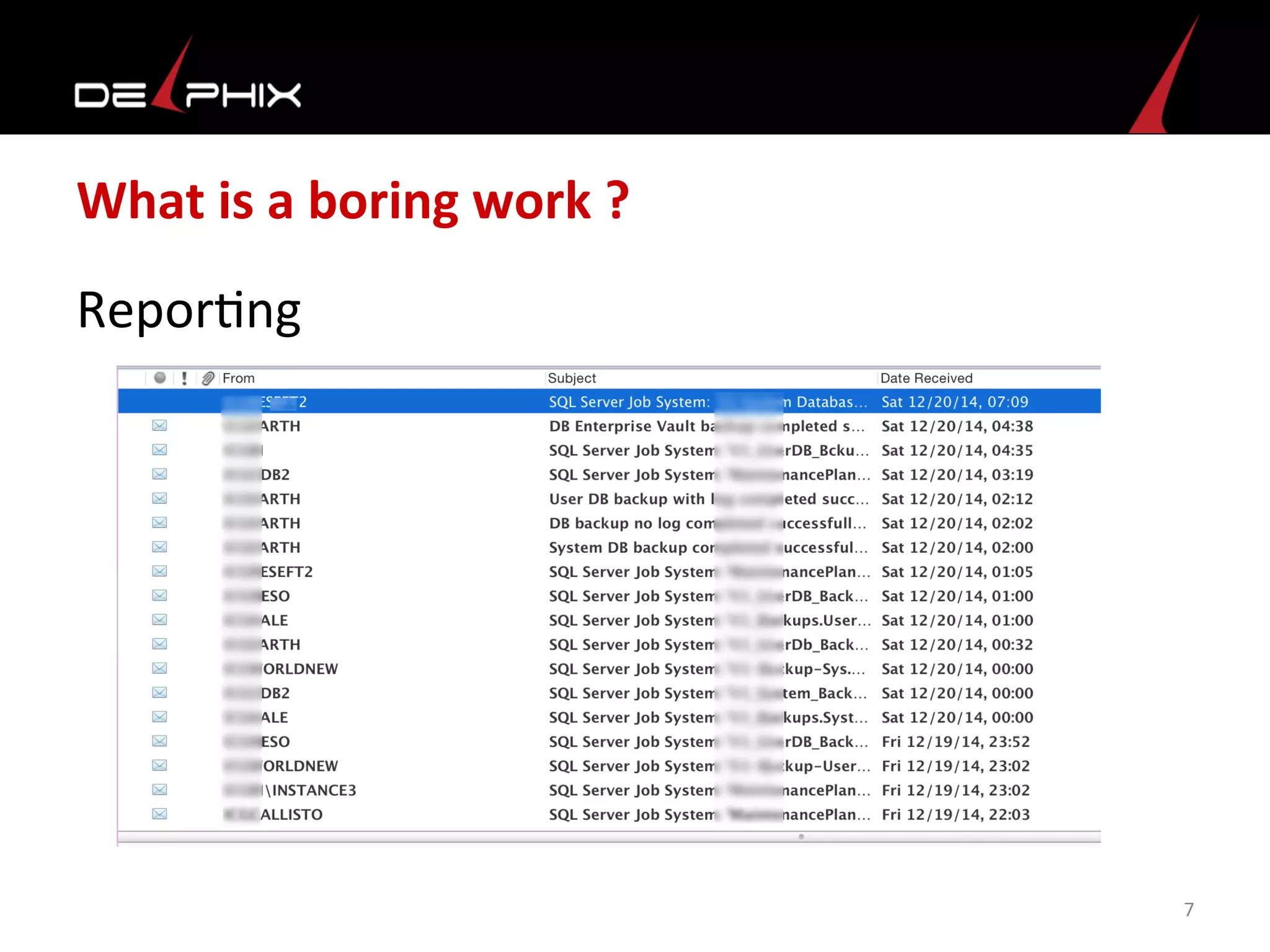 What	
  is	
  a	
  boring	
  work	
  ?	
  
Repor<ng	
  
7	
  
 