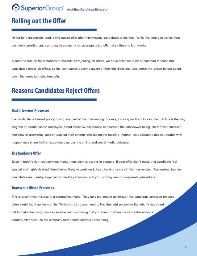 rejecting job offer