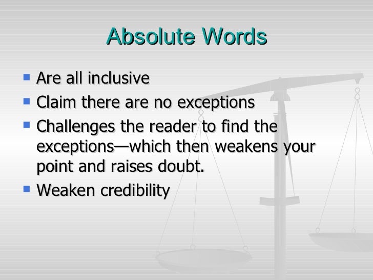Avoiding Absolute Words